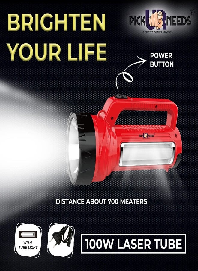 Pick Ur Needs Rechargeable Long Range Emergency Search Torch Light 100W with Side LED Tube - Image 2
